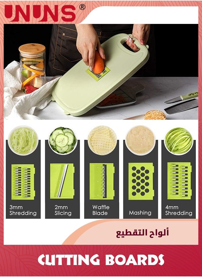 UNUNS Foldable Cutting Board,Camping Collapsible Chopping Board With Colander,9-In-1 Multi Chopping Board Kitchen Vegetable Washing Basket For Camping,Camping Gifts Camping Accessories For RV Campers,Green  - Image 5