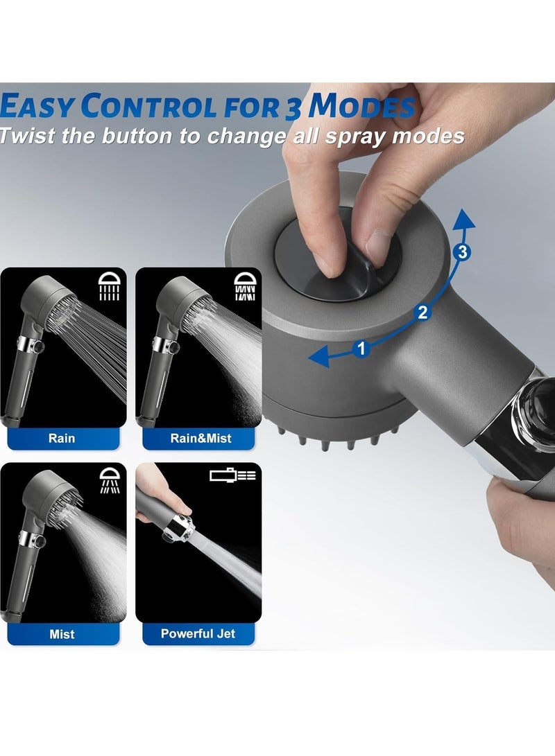 Loquat NEW High Pressure Shower Head with Scalp Massager  Shampoo Brush – 4-in-1 Detachable Set for Hair and Skin Care - Image 3