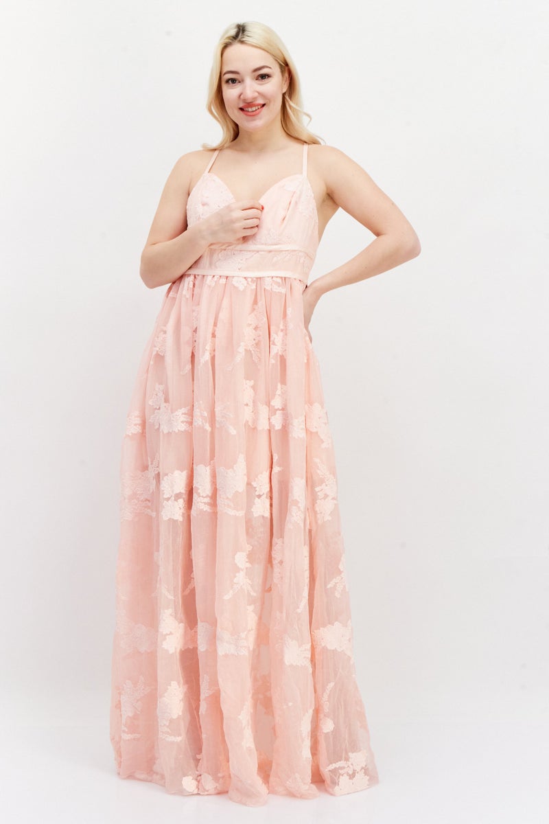 Miss Selfridge Women Embroidered Maxi Party Dress, Pink - Image 1