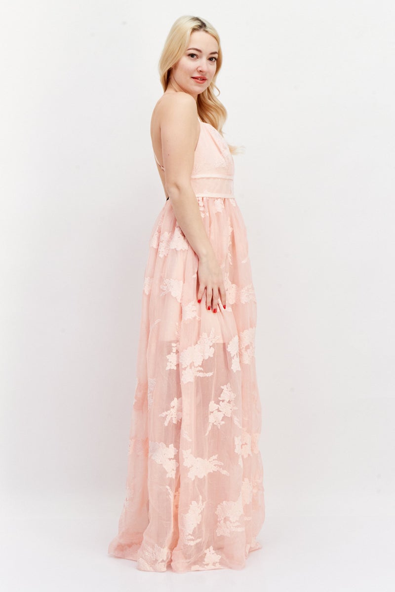 Miss Selfridge Women Embroidered Maxi Party Dress, Pink - Image 3