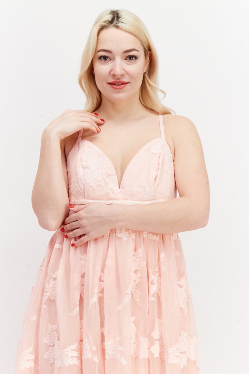 Miss Selfridge Women Embroidered Maxi Party Dress, Pink - Image 4