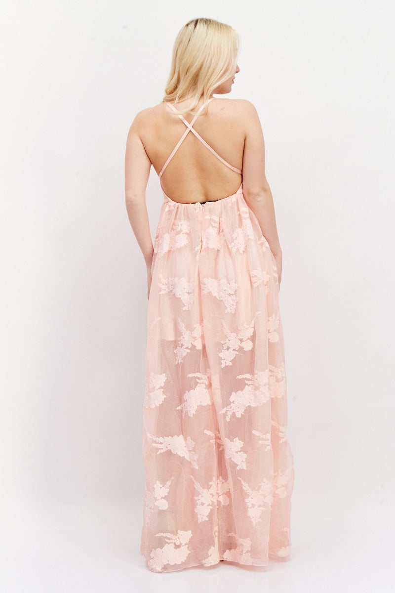 Miss Selfridge Women Embroidered Maxi Party Dress, Pink - Image 2