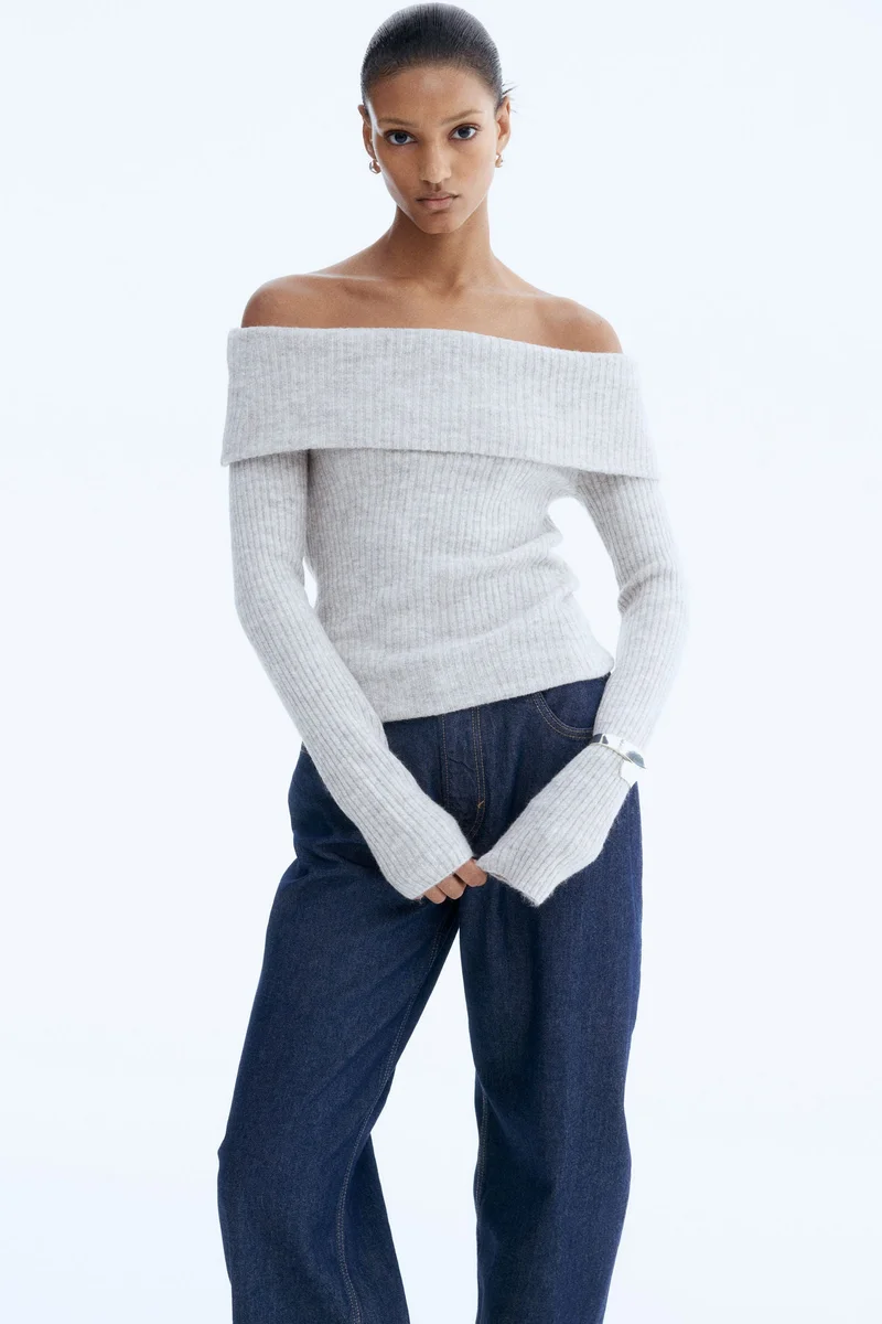 H&M Rib-knit off-the-shoulder top