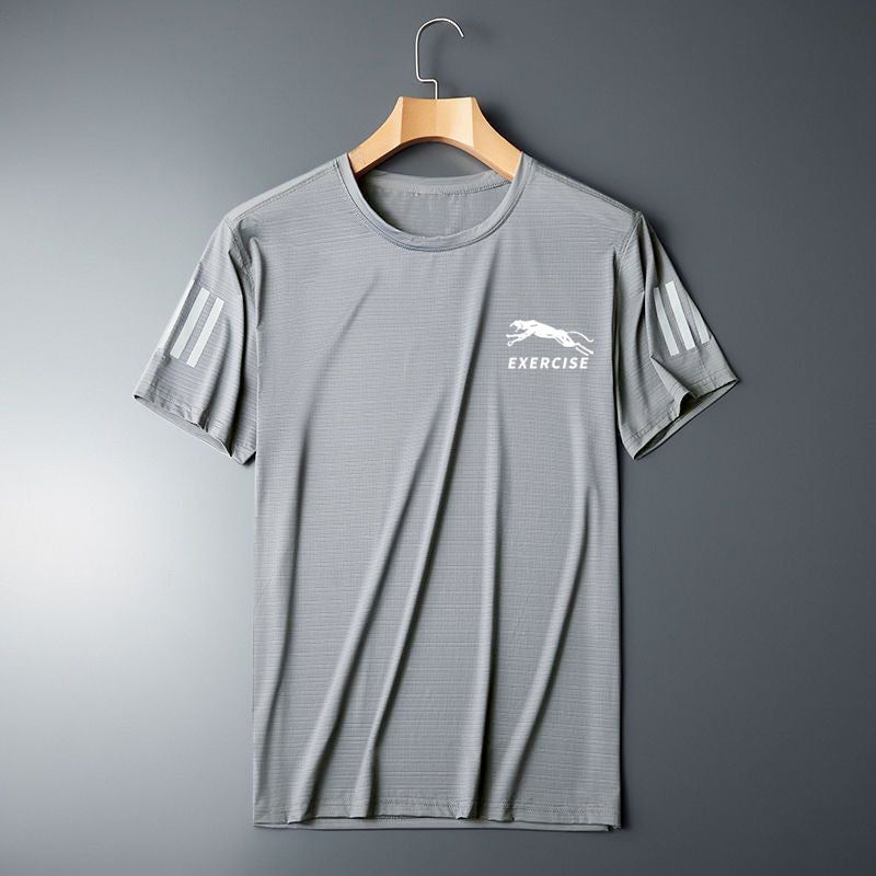 T-Shirt All-Match Fashionable Letter Slimming Loose Round Neck Short-Sleeved T-Shirt Men'S Quick-Drying T-Shirt Mesh Short-Sleeved Sports Style - Image 5