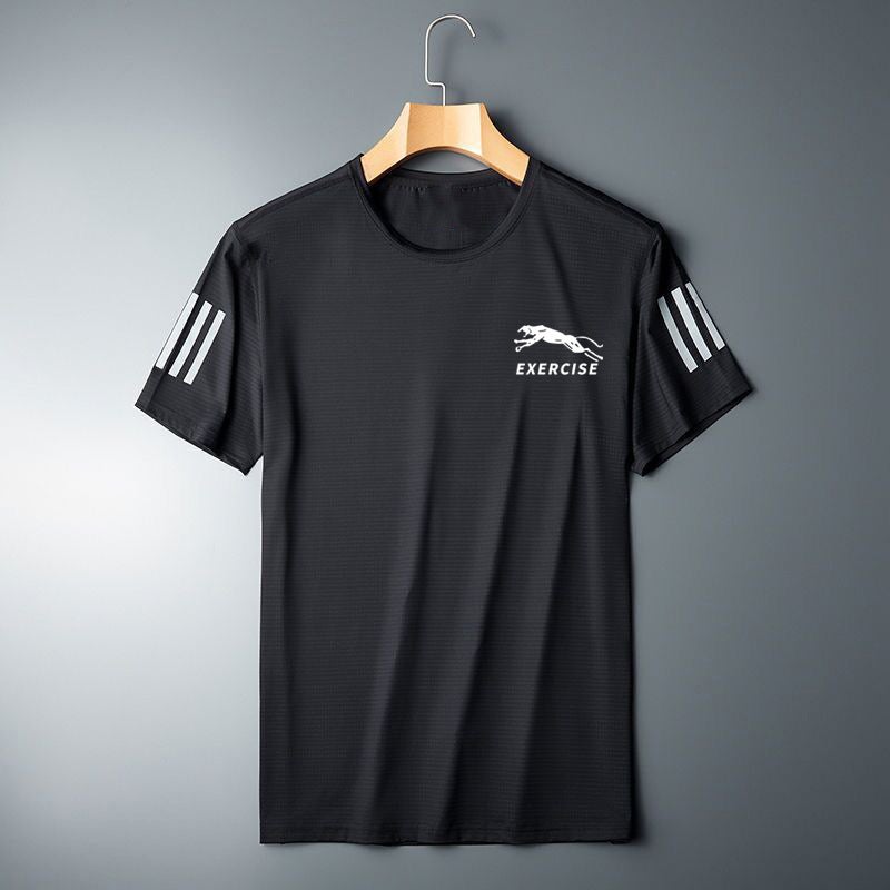 T-Shirt All-Match Fashionable Letter Slimming Loose Round Neck Short-Sleeved T-Shirt Men'S Quick-Drying T-Shirt Mesh Short-Sleeved Sports Style - Image 4