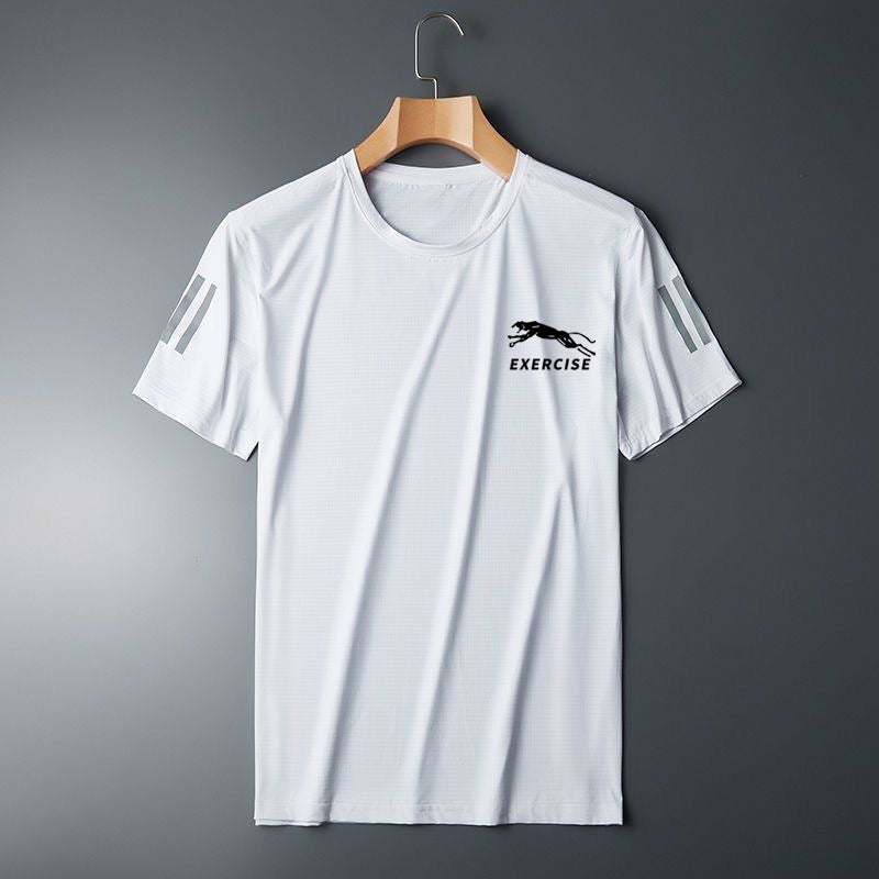T-Shirt All-Match Fashionable Letter Slimming Loose Round Neck Short-Sleeved T-Shirt Men'S Quick-Drying T-Shirt Mesh Short-Sleeved Sports Style - Image 3