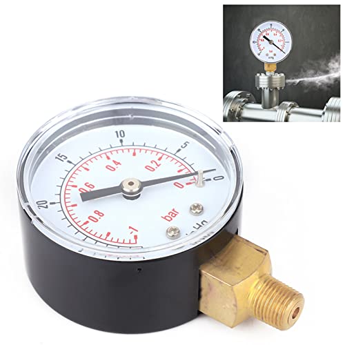 Hyuduo Vacuum Gauge, 50mm Dial 1/8 BSPT Bottom Connection Pressure Gauge, Bar inHg Dual Scale for Air Compressor Water Oil Gas Outdoor - Image 3