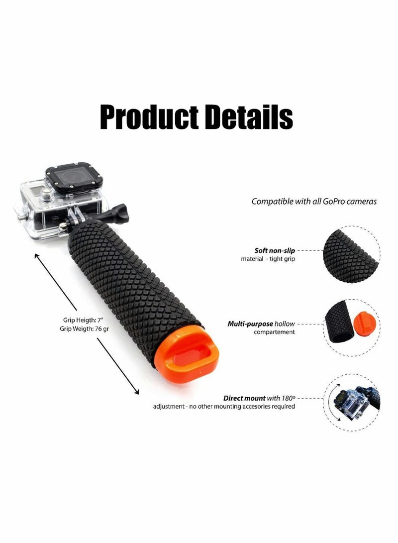 Floating Hand Grip for GoPro Hero 10/9/8/7/6/5/4/3/3+/2/1/Session - Waterproof Camera Handler & Mount Kit, Black/Silver - Ideal for Action Sports & Underwater Photography - Image 4
