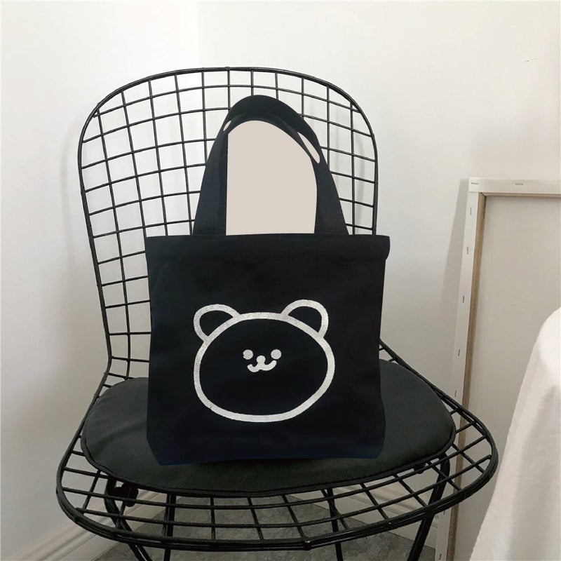 Cartoon Canvas Bag Hand Carrying Single Shoulder Student Tutors' Literature All-Match Four Seasons Portable Cloth Bag Commuter Bag For Women - Image 1