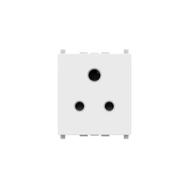 Zencelo India Socket outlet with shutter3 Pin 6A white Pack Of 1 