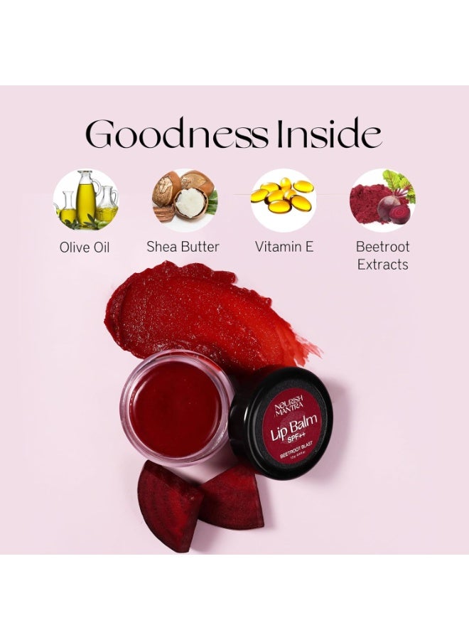 Nourish Mantra Beetroot Blast Lip Balm with SPF/Formulated with Beetroot Extracts, Olive Oil, Shea Butter, Vitamin E, and Avocado Oil/Best for both women and men/ 12gms - Image 2