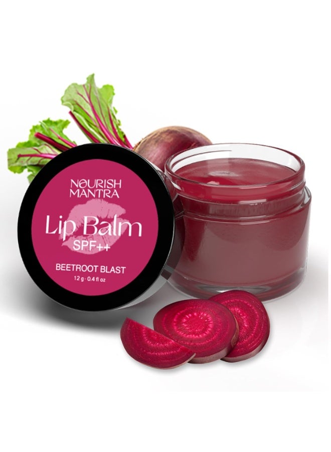Nourish Mantra Beetroot Blast Lip Balm with SPF/Formulated with Beetroot Extracts, Olive Oil, Shea Butter, Vitamin E, and Avocado Oil/Best for both women and men/ 12gms - Image 1