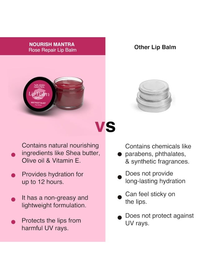 Nourish Mantra Beetroot Blast Lip Balm with SPF/Formulated with Beetroot Extracts, Olive Oil, Shea Butter, Vitamin E, and Avocado Oil/Best for both women and men/ 12gms - Image 3