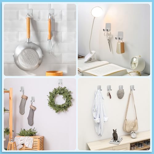 VIS'V Shower Wall Razor Holder, Metal Adhesive Razor Hooks for His and Hers, Waterproof, Silver, 2 Pcs - Image 3