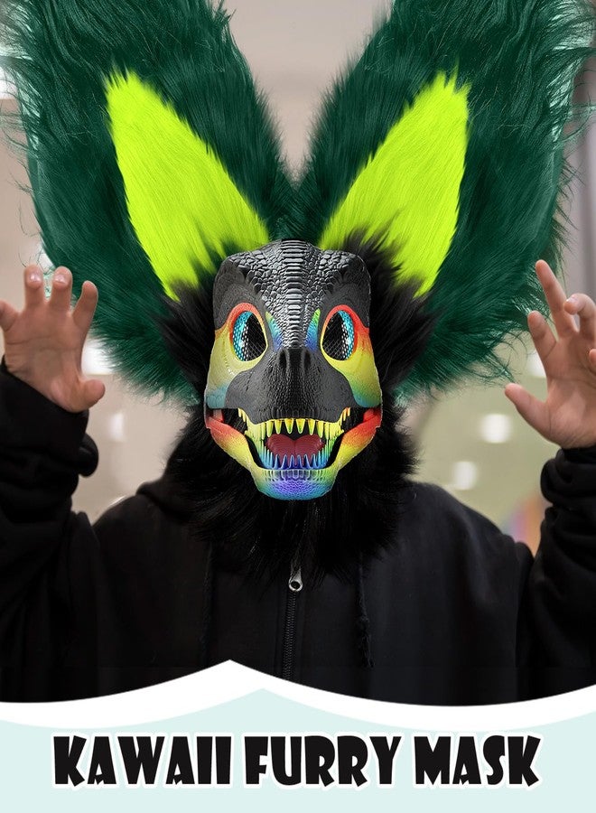 Seenelling مجموعة أقنعة ديناصورات سينيلينج المكونة من 13 قطعة، قناع ديناصور من البلاستيك الصلب، زي ديناصور فروي، زي حفلة ديناصورات حيوانية (لون طبيعي) - Image 5