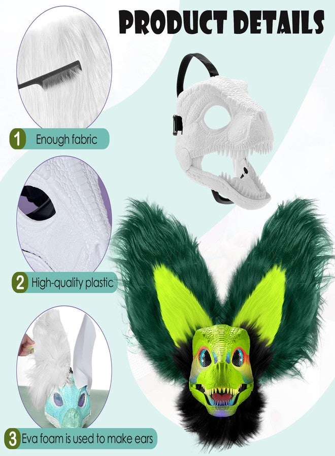 Seenelling مجموعة أقنعة ديناصورات سينيلينج المكونة من 13 قطعة، قناع ديناصور من البلاستيك الصلب، زي ديناصور فروي، زي حفلة ديناصورات حيوانية (لون طبيعي) - Image 3