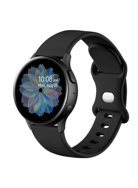 Silicone Band 20mm, Waterproof Soft Silicone Sport Band for Samsung Gear Sport/Samsung Watch 4/5/5 Pro/S2 Classic/Active 2 44/40mm/Amazfit GTS4/GTS3, by TenTech - black