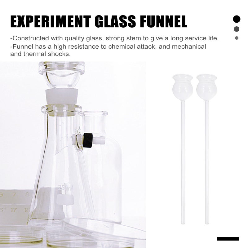 Glass Laboratory Funnel Set 2 Pieces Long Neck Scientific Experiment Chemistry - Image 4