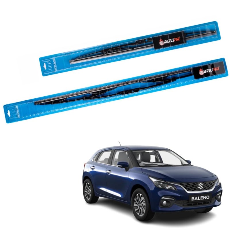 Wheelyfine Car Wiper Blades | Metal Frame | Water Repellent Windshield Wipers | Blade Refills (Maruti Baleno (2015 Onwards) Dr 21"/Pa 18") - Image 2