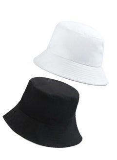 Generic Bundle of 2 Foldable sun cotton unisex bucket travel hat  - Image 1