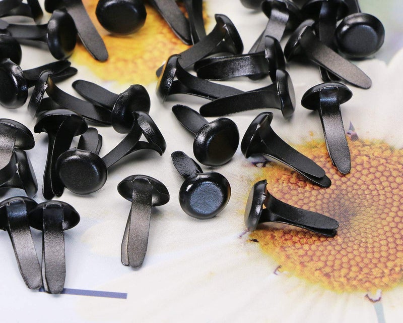 Penta Angel Mini Brads 100Pcs Round Paper Fasteners Metal Brass Pastel Brads for Scrapbooking Crafts DIY Projects, 8x12mm (Black) - Image 4