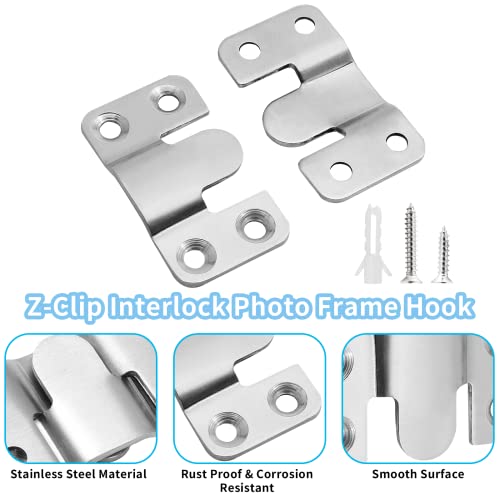Moicstiy 6 Pairs Flush Mount Bracket, 54x30mm Stainless Steel Wall Mount Bracket, Removable Mounting Hook for Headboard Wall, Mirrors Picture and Art Gallery - Image 3