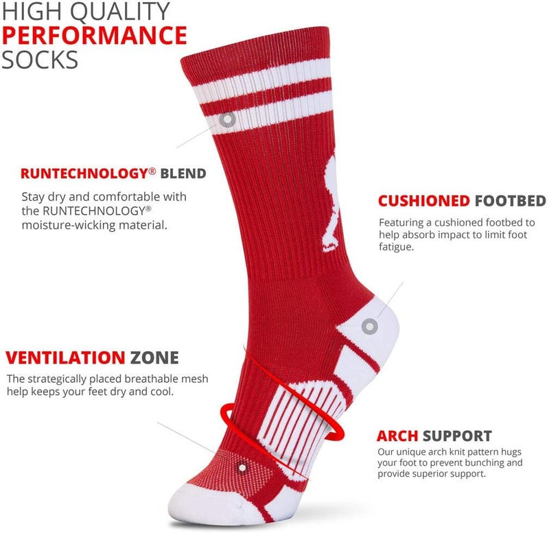 ChalkTalkSPORTS Hockey Half Cushioned Crew Socks in Red and White - Image 3