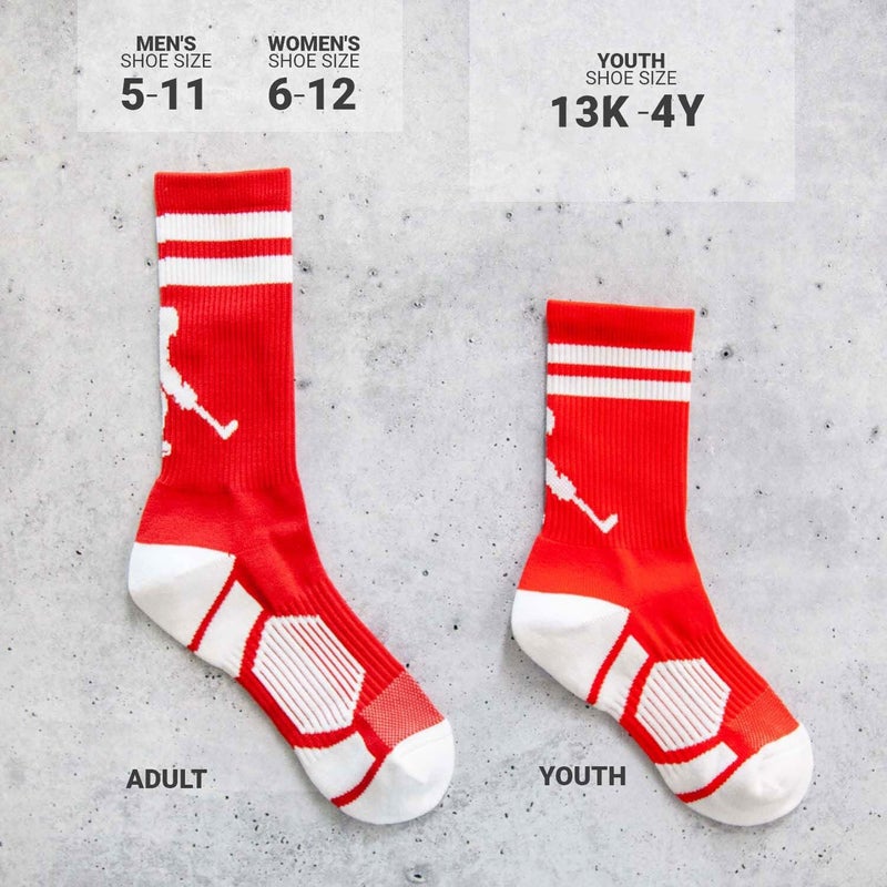ChalkTalkSPORTS Hockey Half Cushioned Crew Socks in Red and White - Image 5