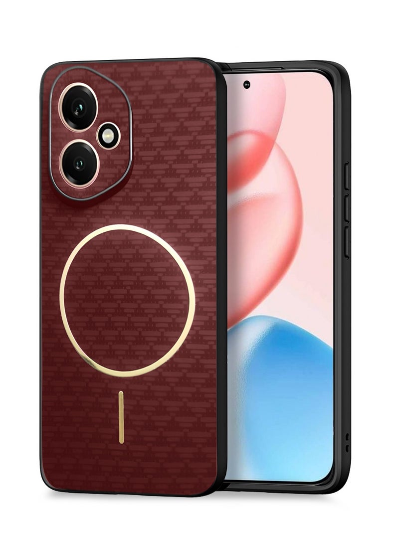 Wtech Honor 400 5G 2025 Magsafe Hard Back Carbon Fabric Texture Case Cover - Maroon - Image 1