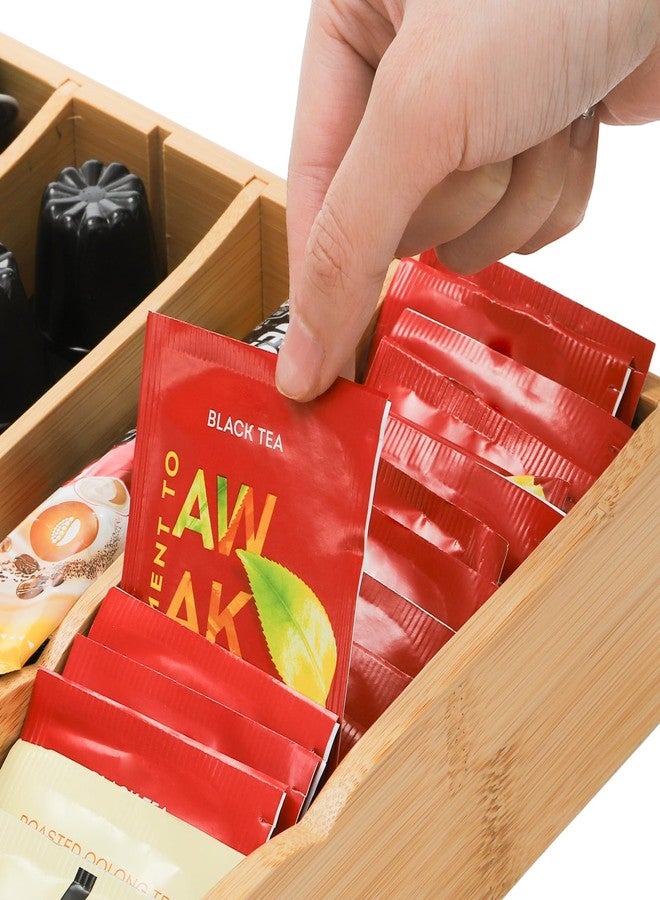 Lyellfe 2 Pack K Cup Holder for Drawers, Bamboo Tea Bag Organizer with Adjustable Dividers, Silverware Utensil Flatware Tray for Coffee Station Home Office, Kitchen - Image 3