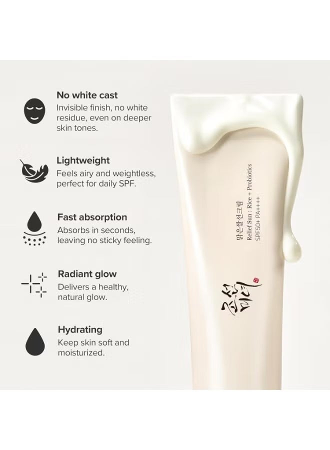 Relief Sun Rice + Probiotics Sunscreen for face moisturizing sunblock with SPF 50+ PA++++ Korean sunscreen skincare - Image 4