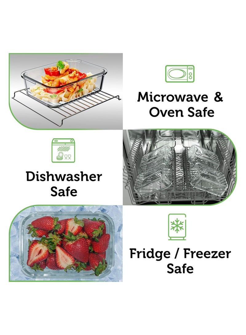 Mash Greener Home Glass Food Storage Containers with Bamboo Lids (4 Pack, 36 Ounce) Eco Friendly Meal Prep Containers Airtight – Plastic Free, BPA Free - Image 3