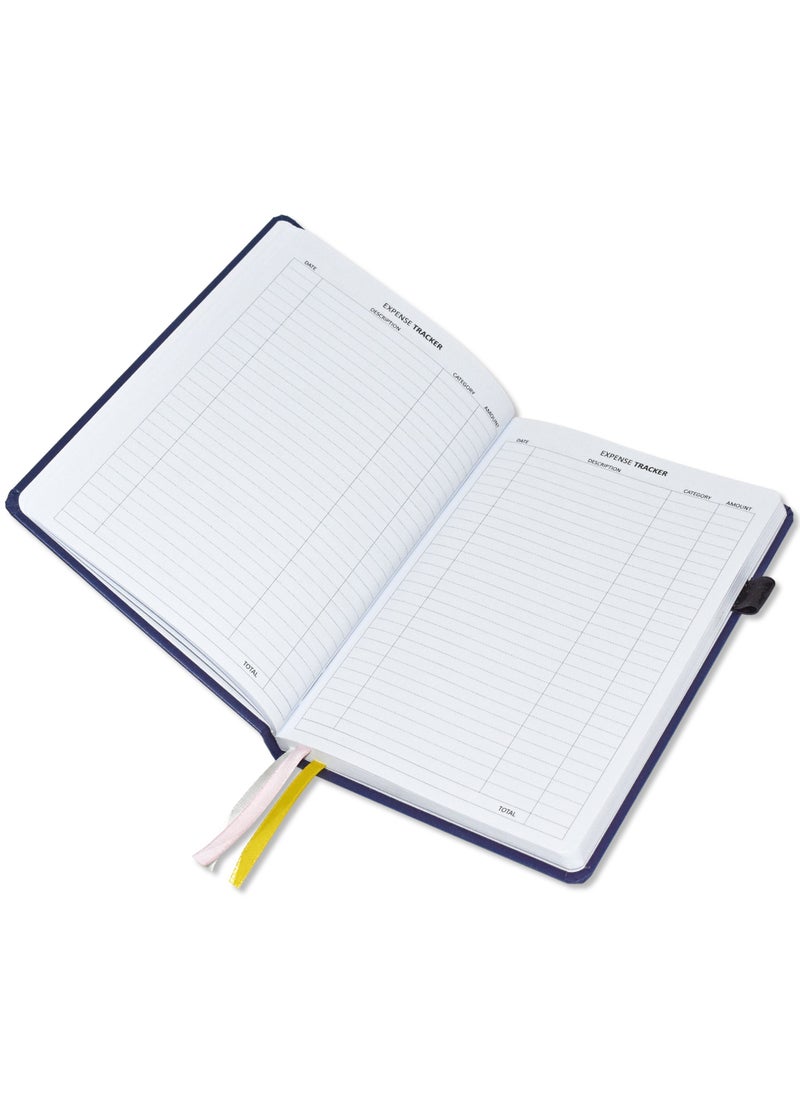 FIS FIS Budget Planner with Elastic Pen Loop, Vinyl, Size A5, White Paper, 100 GSM, 128 Pages, Hard Cover, Round Corners, Colour Blue - FSORA5BPLANVBL  - Image 2