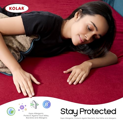 Kolar Premium Cotton Feel Mattress Protector| 100% Water Proof Protector King Size 78x72 Inches | Breathable and Hypoallergenic Ultra Soft Fitted Bed Protector Cover - King, Maroon - Image 5
