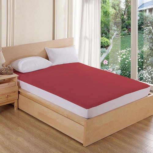 Kolar Premium Cotton Feel Mattress Protector| 100% Water Proof Protector King Size 78x72 Inches | Breathable and Hypoallergenic Ultra Soft Fitted Bed Protector Cover - King, Maroon - Image 1