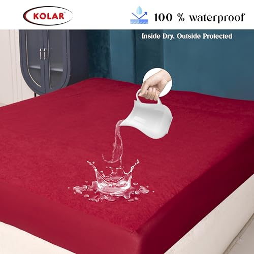 Kolar Premium Cotton Feel Mattress Protector| 100% Water Proof Protector King Size 78x72 Inches | Breathable and Hypoallergenic Ultra Soft Fitted Bed Protector Cover - King, Maroon - Image 2