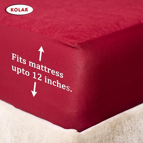Kolar Premium Cotton Feel Mattress Protector| 100% Water Proof Protector King Size 78x72 Inches | Breathable and Hypoallergenic Ultra Soft Fitted Bed Protector Cover - King, Maroon - Image 3
