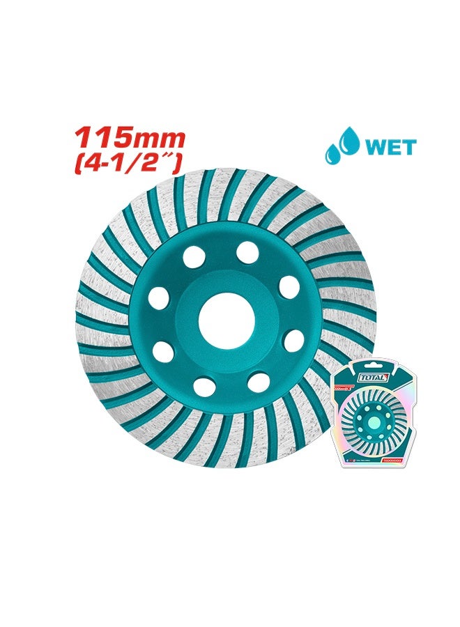 توتال تولز عجلة طحن توتال توربو كوب مجزأة ١١٥ مم - قرص طحن ماسي ٤.٥ بوصة لصنفرة الزوايا | تحضير أسطح الخرسانة، الأسمنت، الحجر، الرخام، الجرانيت - Image 2