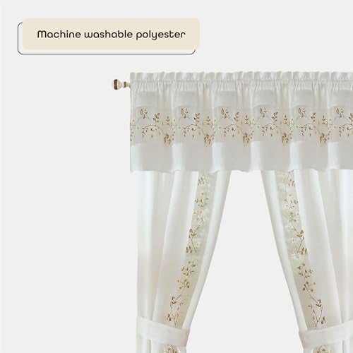 ACHIM Light-Filtering Window Curtain Set - 55 Inch Width, 63 Inch Length - Fairfield Window in a Bag 5 Piece Set (White) - Window Treatment Include Valance, Tiebacks & Split Panels Home Decor - Image 4