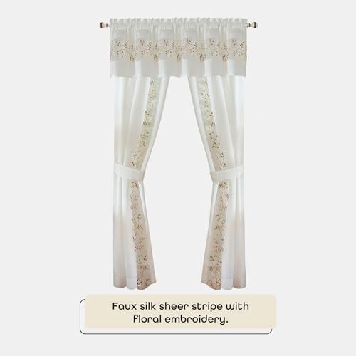 ACHIM Light-Filtering Window Curtain Set - 55 Inch Width, 63 Inch Length - Fairfield Window in a Bag 5 Piece Set (White) - Window Treatment Include Valance, Tiebacks & Split Panels Home Decor - Image 3