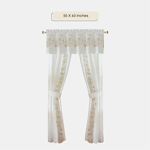 ACHIM Light-Filtering Window Curtain Set - 55 Inch Width, 63 Inch Length - Fairfield Window in a Bag 5 Piece Set (White) - Window Treatment Include Valance, Tiebacks & Split Panels Home Decor - Image 5