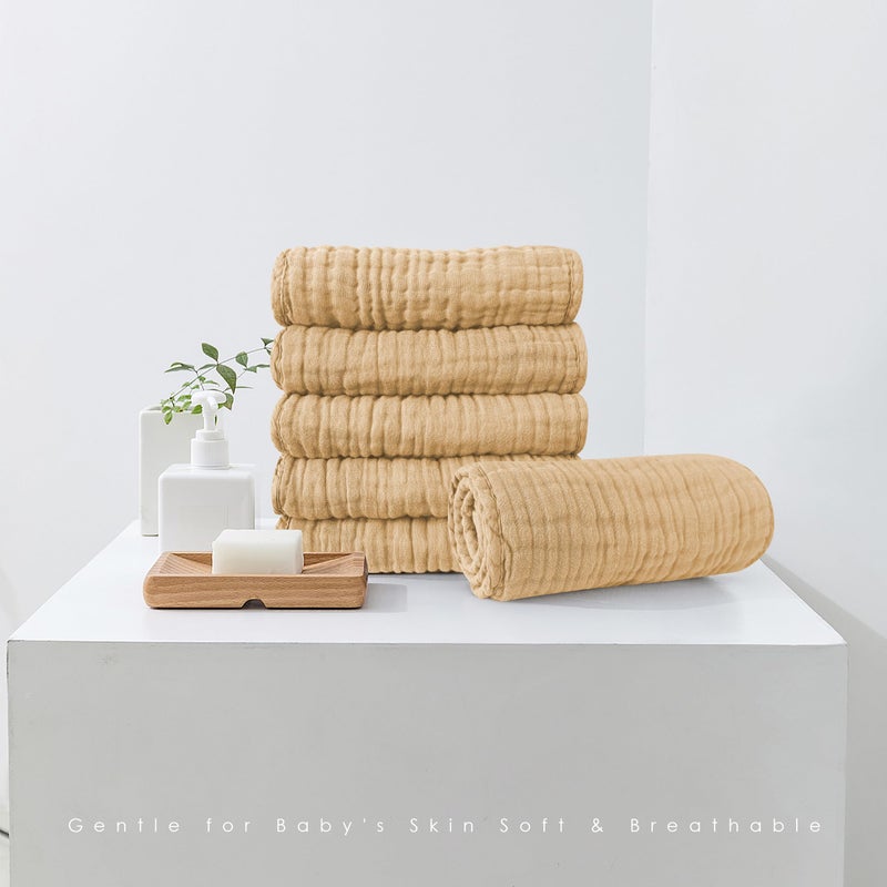 Spotted Play Muslin Burp Cloths 100% Cotton Large 20''x10'' Extra Soft and Absorbent Baby Wash Cloths Spit Up Rags - Baby Burping Cloth for Boys Girls Items(12 Pack Brown) - Image 3