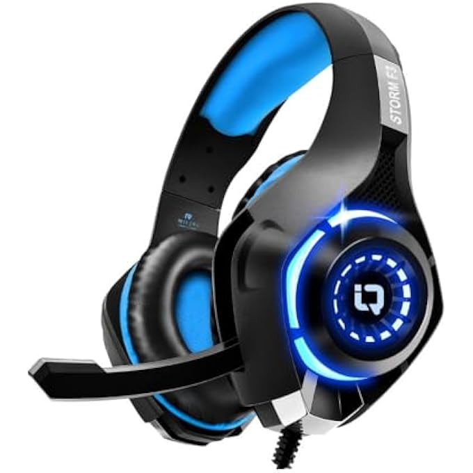 Storm WIRED PRO GAMING HEADSET WITH MICROPHONE, NOISE REDUCTION EARPADS, ADJUSTABLE HEADBAND, REMOTE CONTROLLER, 3.5MM INPUT JACK, GAMING HEADPHONES COMPATIBLE WITH PS5, PS4, SMART PHONE, LAPTOP - Image 1