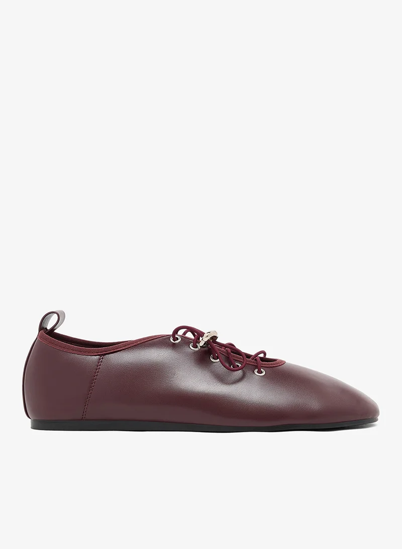 Lace Up PU Ballet Flats