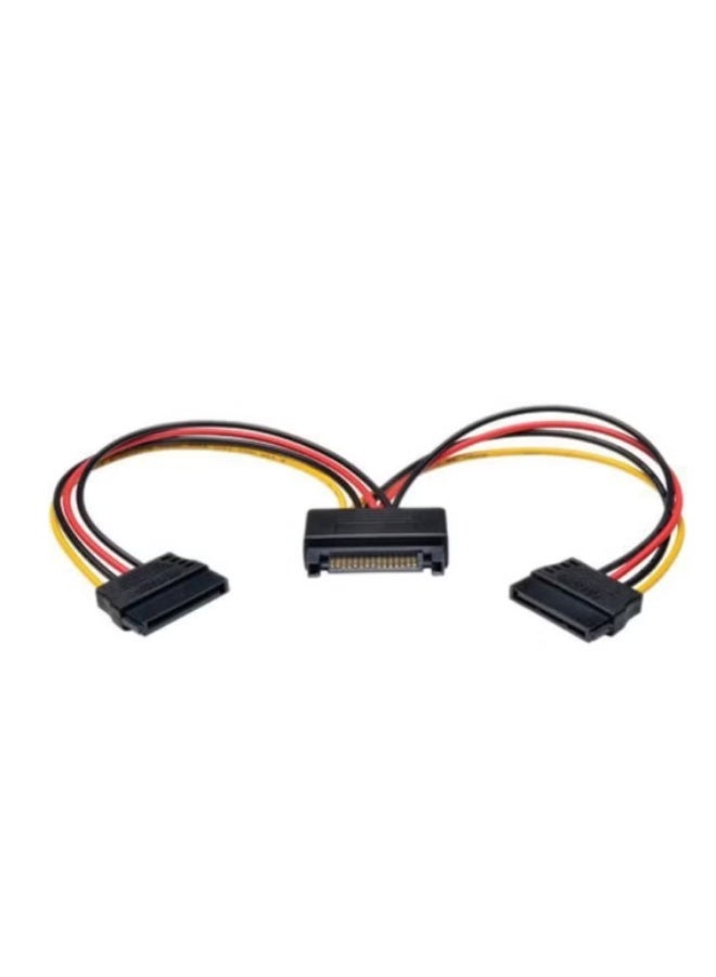 كابل محول طاقة SATA ذو 15 سنًا، كابل تمديد طاقة SATA ذو 15 سنًا ذكر إلى SATA ذو 15 سنًا أنثى على شكل حرف Y، موصل SATA إلى SATA (15 سم) - Image 3