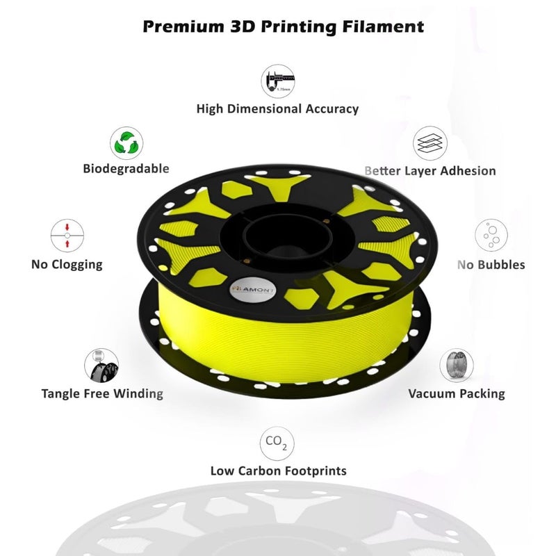 Protomont TECHNOLOGIES فيلا مونت خيوط الطباعة ثلاثية الأبعاد PLA بقطر 1.75 مم - بريميوم بلس متوافقة مع معظم طابعات FDM (أصفر ليموني) - Image 5