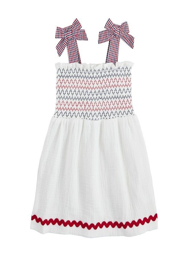 Mud Pie Baby Girls Children's White Smocked Gauze Dress - Image 1