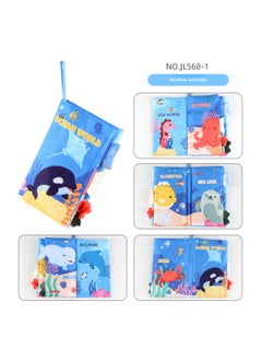 Generic Baby's Sea, Land And Air Tail Cloth Book Ocean Forest Flying Animal Palm Book Early Education Toy With Ringing Paper-Color:English 4 Pages 8 Sides Ocean Tail Cloth Book 40.4g  - Image 1