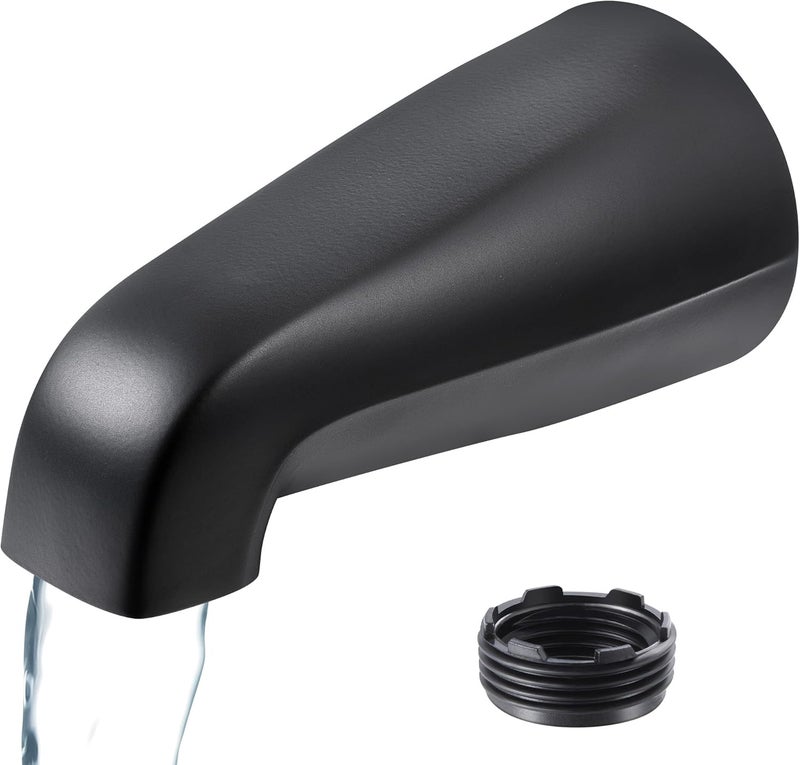 Dreyoo Universal Bath Tub Spout with Adapter, 5" Bathroom Bathtub Faucet Spout Without Diverter, Fits for 1/2'', 3/4'' IPS Inside Thread Connection and Tub/Shower Faucet Brands(Matte Black) - Image 1