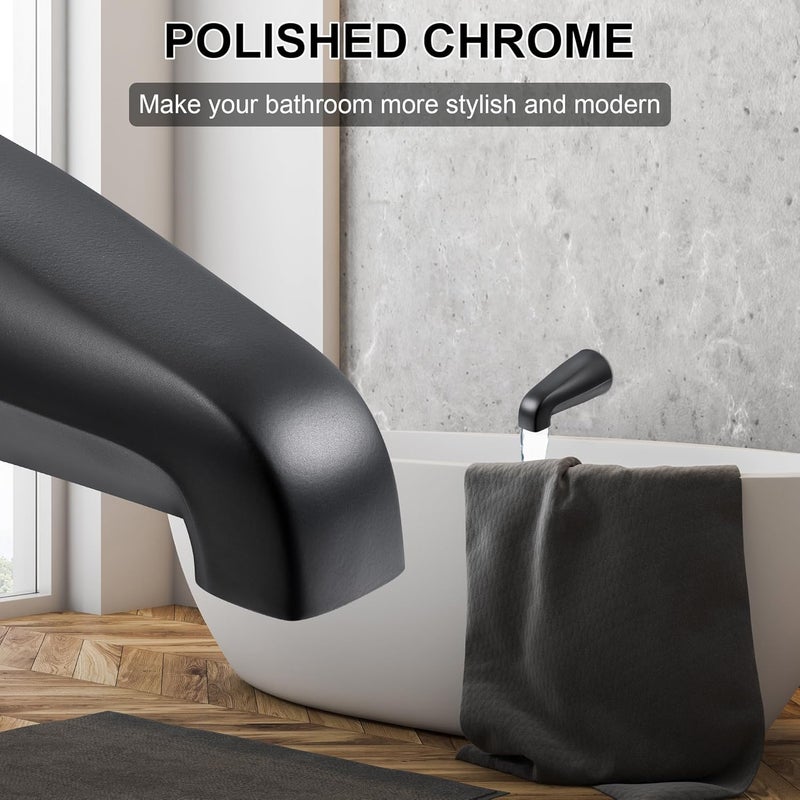 Dreyoo Universal Bath Tub Spout with Adapter, 5" Bathroom Bathtub Faucet Spout Without Diverter, Fits for 1/2'', 3/4'' IPS Inside Thread Connection and Tub/Shower Faucet Brands(Matte Black) - Image 4